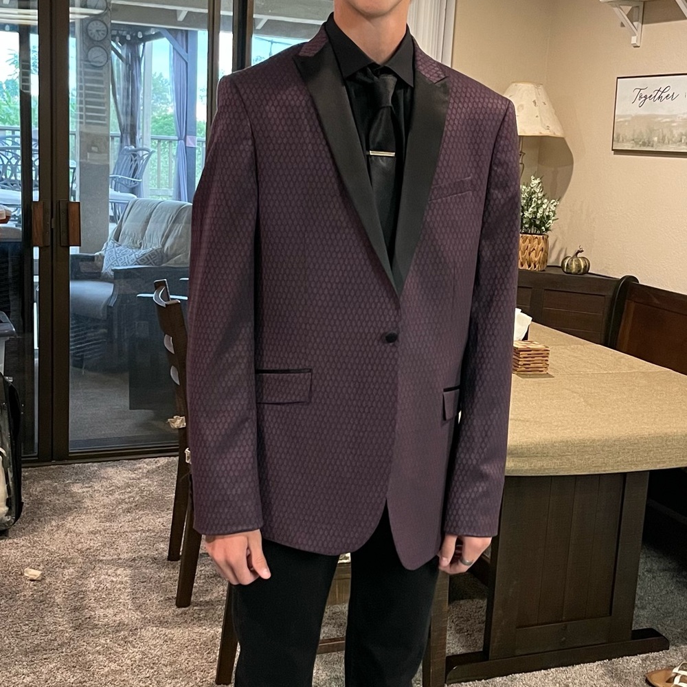 JF purple and black blazer jacket prom homecoming